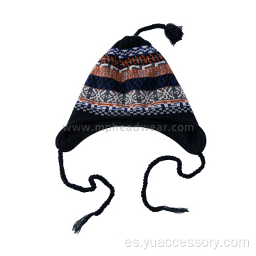 Gorro con orejeras Pom Pom 100% acrílico para exteriores